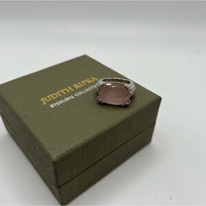Judith Ripka Sterling Diamonique Rose Quartz Doublet Ring Size 5